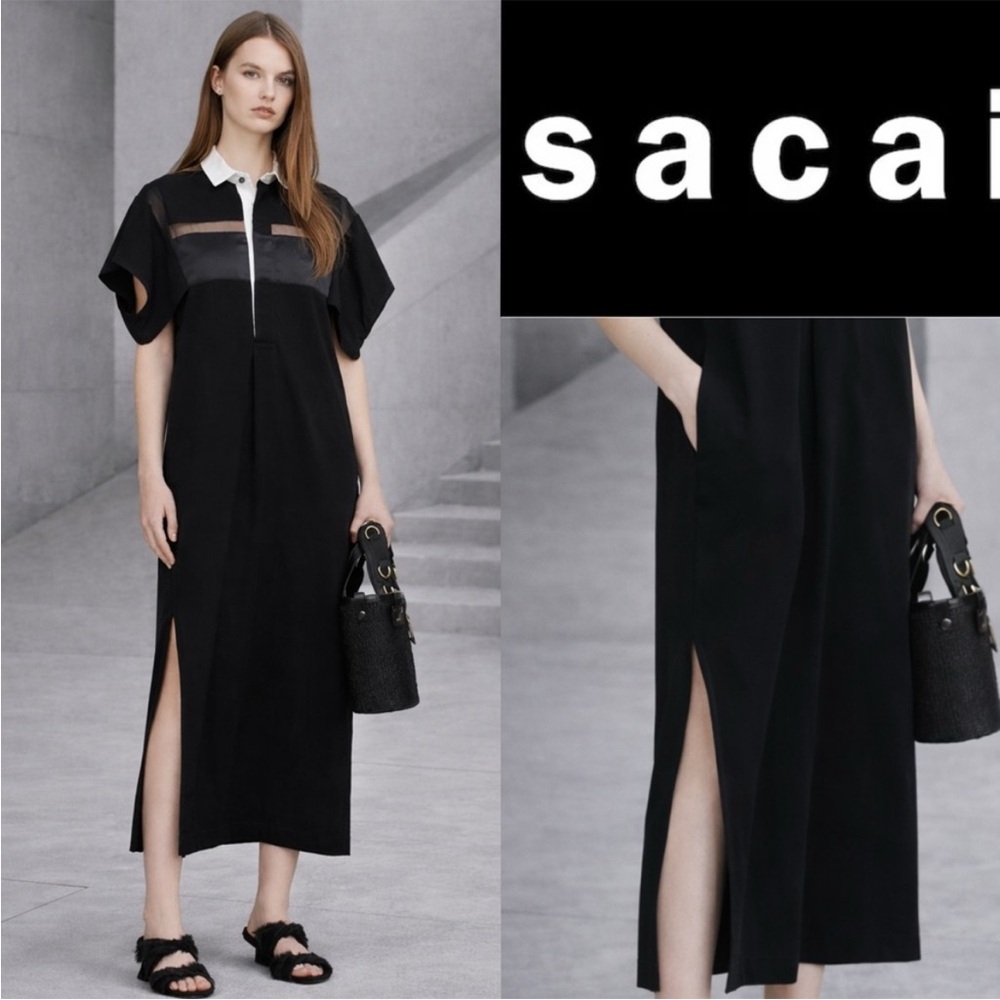 SACAI illusion jersey polo dress super soft and cute size 2 (medium)